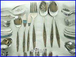 78 Pc ONEIDA STAINLESS DELUXE LASTING ROSE FLATWARE SET for 8 with 9 Accessory pcs