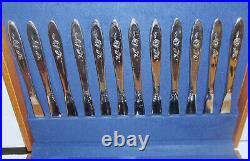 79 pc Oneida Community My Rose Stainless Flatware Set Chest withServing Pcs. NICE