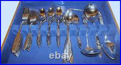 79 pc Oneida Community My Rose Stainless Flatware Set Chest withServing Pcs. NICE