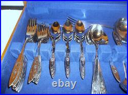 79 pc Oneida Community My Rose Stainless Flatware Set Chest withServing Pcs. NICE