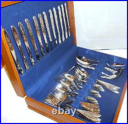 79 pc Oneida Community My Rose Stainless Flatware Set Chest withServing Pcs. NICE