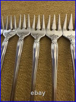 (8) COCKTAIL FORKS Oneida MICHELANGELO Glossy Stainless Flatware SHINY