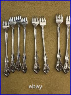 (8) COCKTAIL FORKS Oneida MICHELANGELO Glossy Stainless Flatware SHINY (8) COCKTAIL FORKS Oneida MICHELANGELO Glossy Stainless Flatware SHINY