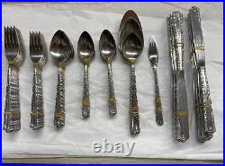 80 Piece Oneida CHERIE Deluxe Stainless Flatware Floral/Scroll Vintage