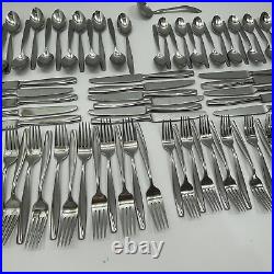 84 Piece Of Camlynn Cleo Oneida Stainless Silver Frost Handle Flatware Free Ship