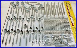 89 Pieces Oneida Peninsula Castle Jordan Stainless Steel Flatware Set EXCELLENT