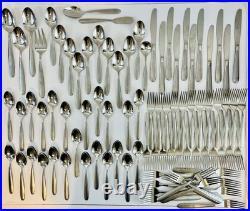 89 Pieces Oneida Peninsula Castle Jordan Stainless Steel Flatware Set EXCELLENT