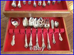 90 Piece 1881 Rogers Stainless Oneida Flatware Arbor Rose Formal Set With Case
