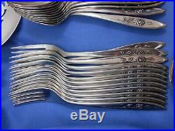 90 Piece Oneida Community My Rose Stainless Steel Flatware Set for 12 Excellent