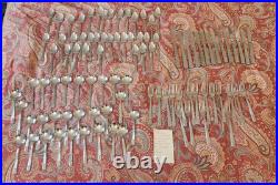 96 Pcs Oneida Stainless Flatware Park Place withFlower Spoons, Forks, Knives