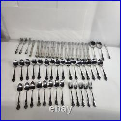 Arbor Rose True Rose Stainless 1881 Rogers Oneida Flatware & Serving Set 52 PCs