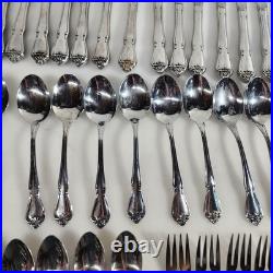 Arbor Rose True Rose Stainless 1881 Rogers Oneida Flatware & Serving Set 52 PCs