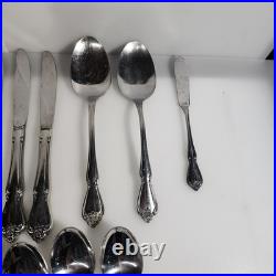 Arbor Rose True Rose Stainless 1881 Rogers Oneida Flatware & Serving Set 52 PCs