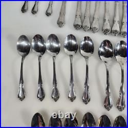 Arbor Rose True Rose Stainless 1881 Rogers Oneida Flatware & Serving Set 52 PCs