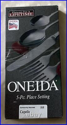 CAPELLO Oneida Stainless 5 Piece Place Setting (s) Unused USA Glossy Flatware