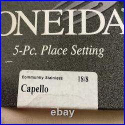 CAPELLO Oneida Stainless 5 Piece Place Setting (s) Unused USA Glossy Flatware