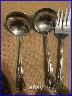 CHATEAU ONEIDA / ONEIDACRAFT DELUXE STAINLESS FLATWARE LOT Of 137 With Serving Pcs