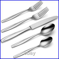 Camlynn Mirror 45 Piece Casual Flatware Set, 18/0 Stainless, Service for 8, Si Camlynn Mirror 45 Piece Casual Flatware Set, 18/0 Stainless, Service for 8, Si