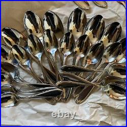 Complete- Oneida Camber Cresta Windswept Scroll Stainless Flatware 50 Pc Set