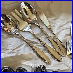 Complete- Oneida Camber Cresta Windswept Scroll Stainless Flatware 50 Pc Set