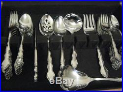 Exc 55 Pc Set Of Oneida Heirloom Cube Mark Dover Stainless Flatware & Wood Case