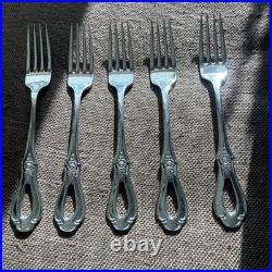 (FIVE) Oneida Toujours Dinner Forks Cube Logo Discontinued Pattern