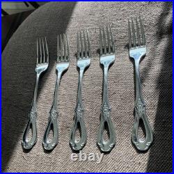 (FIVE) Oneida Toujours Dinner Forks Cube Logo Discontinued Pattern