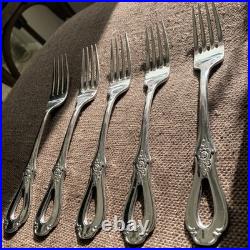 (FIVE) Oneida Toujours Dinner Forks Cube Logo Discontinued Pattern