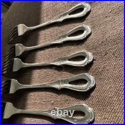 (FIVE) Oneida Toujours Dinner Forks Cube Logo Discontinued Pattern