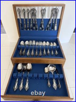 Flatware Oneida stainless Northland, Japan, Baton Rouge 77 pieces Withcase