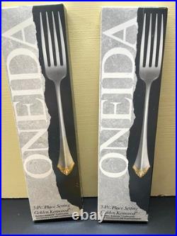 GOLDEN KENWOOD (2) 5 Piece Place Settings Oneida Stainless Flatware USA Unused