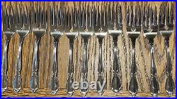 Huge 77 PC Lot Oneida Community Chatelaine Stainless Flatware & Solid Wood Box