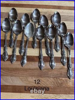 Huge NOS MCM Oneida Spoon Lot Approx 183 Stainless Steel Spoons Various Designs
