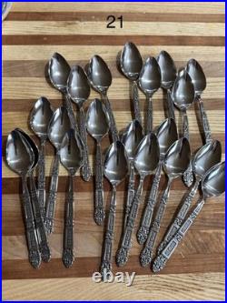 Huge NOS MCM Oneida Spoon Lot Approx 183 Stainless Steel Spoons Various Designs