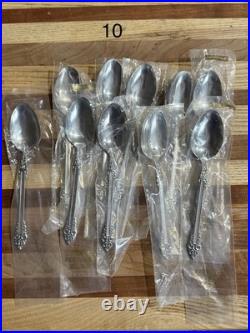 Huge NOS MCM Oneida Spoon Lot Approx 183 Stainless Steel Spoons Various Designs