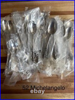 Huge NOS MCM Oneida Spoon Lot Approx 183 Stainless Steel Spoons Various Designs
