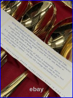 Imperial 23 KT Electroplated Gold Flatware Oneida Stainless Rare heart Shaped