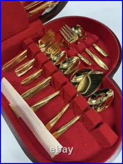 Imperial 23 KT Electroplated Gold Flatware Oneida Stainless Rare heart Shaped