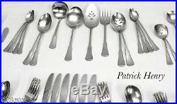Large lot set ONEIDA STAINLESS FLATWARE PATRICK HENRY 69 pc w odd pieces serving