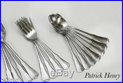 Large lot set ONEIDA STAINLESS FLATWARE PATRICK HENRY 69 pc w odd pieces serving