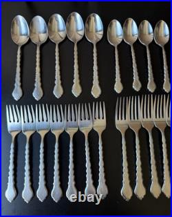 Lot Of 35 Pieces Oneida Community Cello Burnished Stainless Steel Flatware