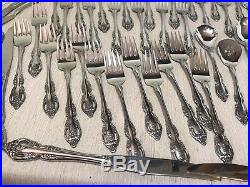 Lot Oneida Community BRAHMS Glossy Stainless Flatware w wood Chest 60 pieces EXC