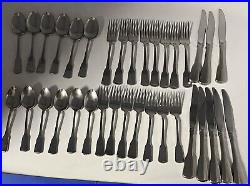 Lot of 35 American Colonial Cube by Oneida Satin Stainless Fork Knives Spoons