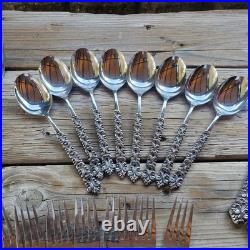 Lot of 43 Oneida Northland Old Baroque Stainless Steel Silverware Flatware
