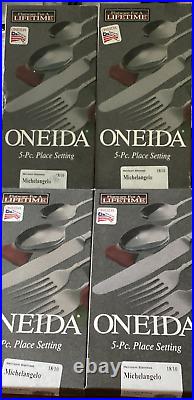 MICHELANGELO 20 Piece 4 Place Settings Oneida Stainless Flatware USA Unused