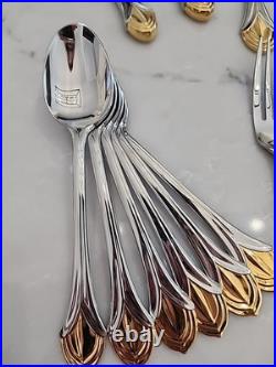 MINT! 36 Pc Oneida Achievement VENETIAN GOLD 18/8 Stainless Flatware SetKOREA