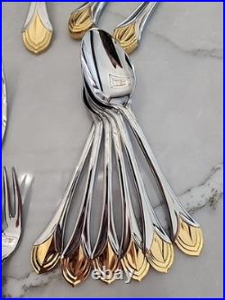 MINT! 36 Pc Oneida Achievement VENETIAN GOLD 18/8 Stainless Flatware SetKOREA