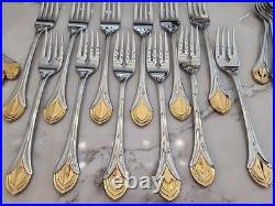 MINT! 36 Pc Oneida Achievement VENETIAN GOLD 18/8 Stainless Flatware SetKOREA