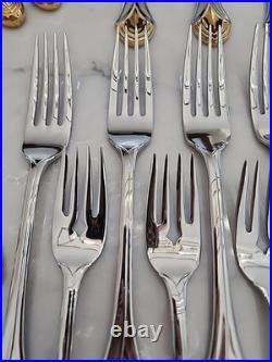 MINT! 46 Pc Oneida Achievement VENETIAN GOLD 18/8 Stainless Flatware SetKOREA