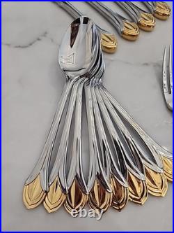 MINT! 46 Pc Oneida Achievement VENETIAN GOLD 18/8 Stainless Flatware SetKOREA